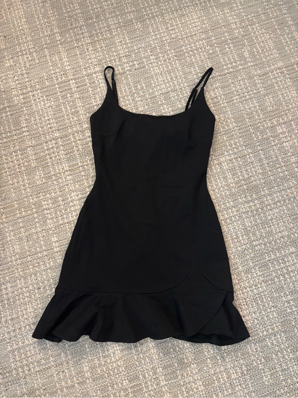 Princess Polly Black Ruffle-Hem Mini Slip Dress